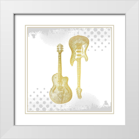 Lets Play Gold 1 White Modern Wood Framed Art Print with Double Matting by Kimberly, Allen