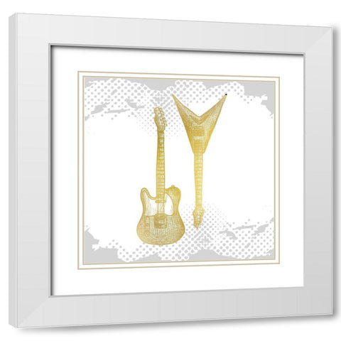 Lets Play Gold 2 White Modern Wood Framed Art Print with Double Matting by Kimberly, Allen