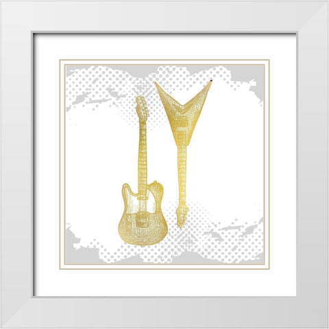 Lets Play Gold 2 White Modern Wood Framed Art Print with Double Matting by Kimberly, Allen