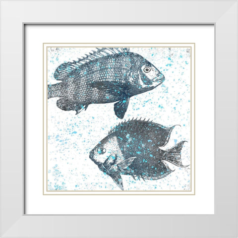 Splatter Fish White Modern Wood Framed Art Print with Double Matting by Allen, Kimberly