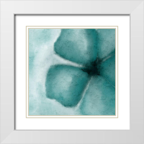 Blooming Teal White Modern Wood Framed Art Print with Double Matting by Allen, Kimberly