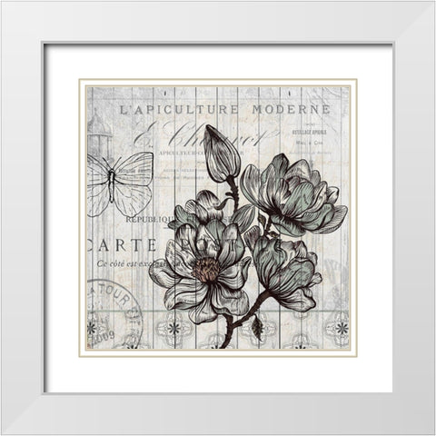 Country Magnolia 1 White Modern Wood Framed Art Print with Double Matting by Kimberly, Allen