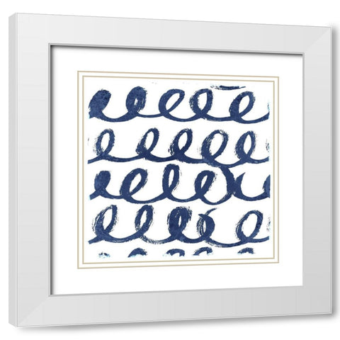 Indigo Scribbles 1 White Modern Wood Framed Art Print with Double Matting by Allen, Kimberly