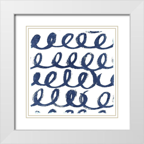 Indigo Scribbles 1 White Modern Wood Framed Art Print with Double Matting by Allen, Kimberly