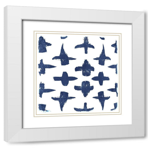 Indigo Scribbles 3 White Modern Wood Framed Art Print with Double Matting by Allen, Kimberly