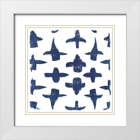 Indigo Scribbles 3 White Modern Wood Framed Art Print with Double Matting by Allen, Kimberly