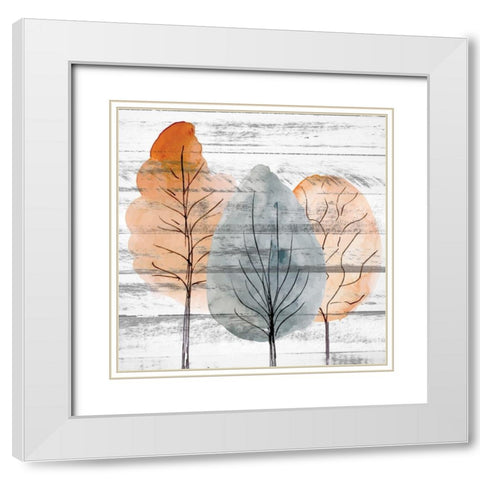 Fall Trees 1 White Modern Wood Framed Art Print with Double Matting by Kimberly, Allen