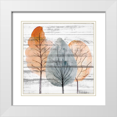 Fall Trees 1 White Modern Wood Framed Art Print with Double Matting by Kimberly, Allen