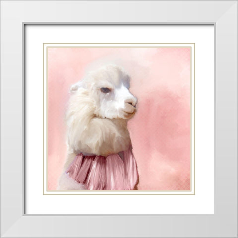 Pink Tassels White Modern Wood Framed Art Print with Double Matting by Kimberly, Allen