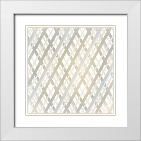 Taupe Crosshatched 1 White Modern Wood Framed Art Print with Double Matting by Kimberly, Allen
