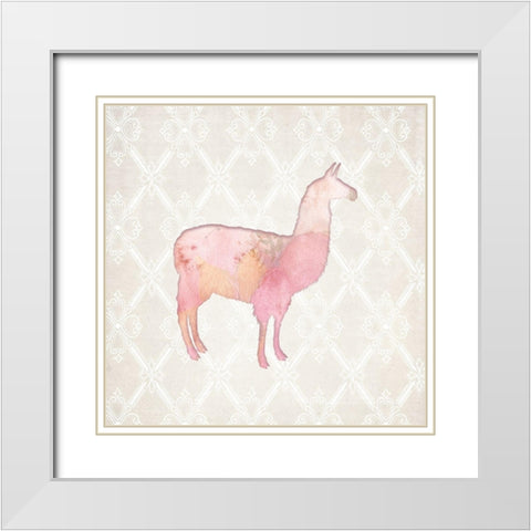 Llama Love 1 White Modern Wood Framed Art Print with Double Matting by Kimberly, Allen