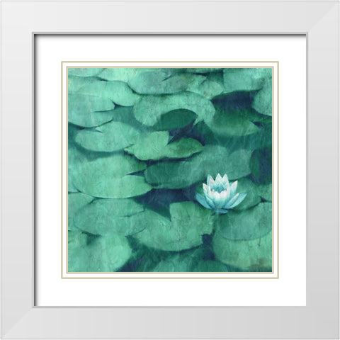 Lotus Blossom White Modern Wood Framed Art Print with Double Matting by Kimberly, Allen