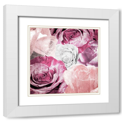 Rose Blooms 1 White Modern Wood Framed Art Print with Double Matting by Kimberly, Allen
