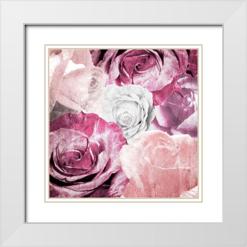 Rose Blooms 1 White Modern Wood Framed Art Print with Double Matting by Kimberly, Allen