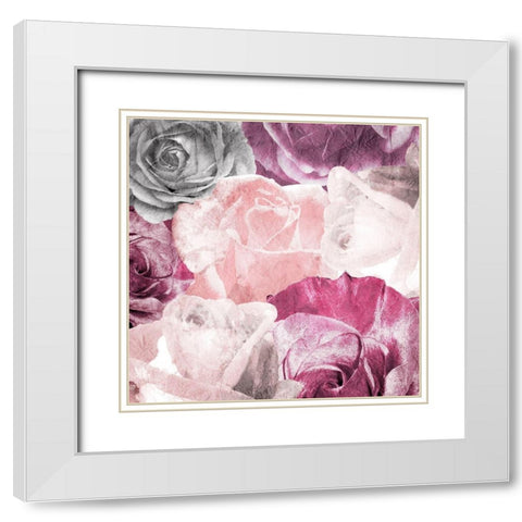 Rose Blooms 2 White Modern Wood Framed Art Print with Double Matting by Kimberly, Allen