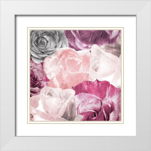 Rose Blooms 2 White Modern Wood Framed Art Print with Double Matting by Kimberly, Allen
