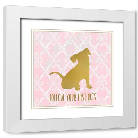 Puppy Love 2 White Modern Wood Framed Art Print with Double Matting by Kimberly, Allen
