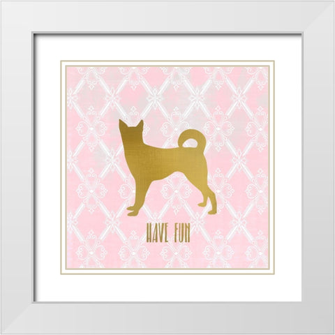 Puppy Love 3 White Modern Wood Framed Art Print with Double Matting by Kimberly, Allen