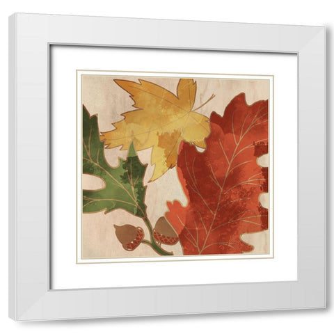 Fall Leaves Square 2 White Modern Wood Framed Art Print with Double Matting by Kimberly, Allen