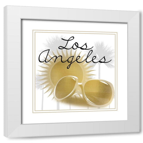 Los Angeles White Modern Wood Framed Art Print with Double Matting by Kimberly, Allen