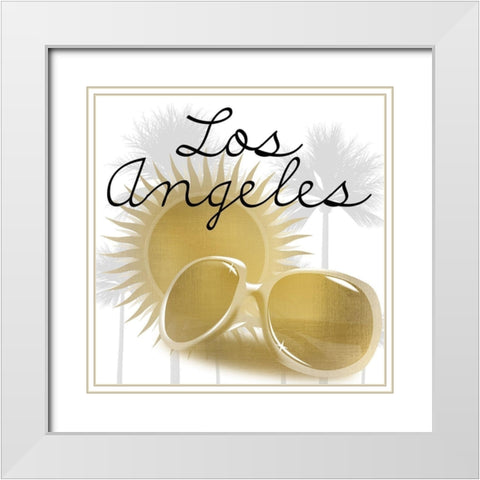 Los Angeles White Modern Wood Framed Art Print with Double Matting by Kimberly, Allen