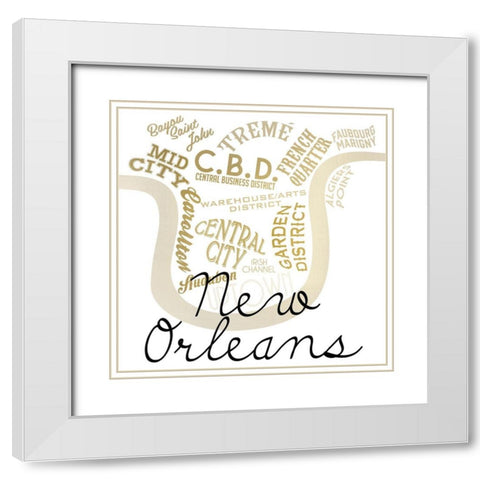 New Orleans White Modern Wood Framed Art Print with Double Matting by Kimberly, Allen