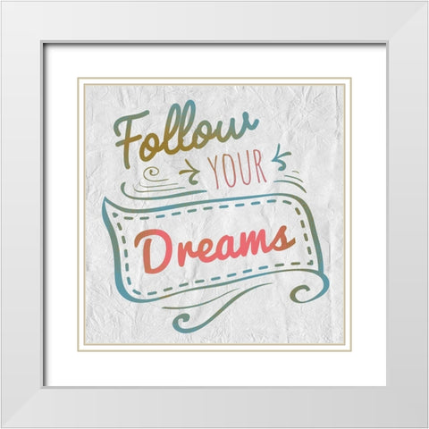 Dreamers 4 White Modern Wood Framed Art Print with Double Matting by Kimberly, Allen