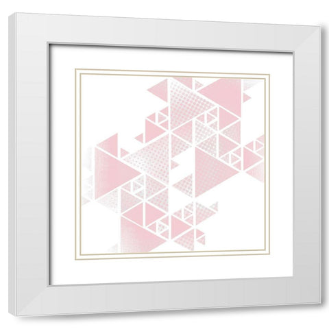 Triangle Blush 1 White Modern Wood Framed Art Print with Double Matting by Kimberly, Allen