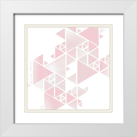 Triangle Blush 1 White Modern Wood Framed Art Print with Double Matting by Kimberly, Allen