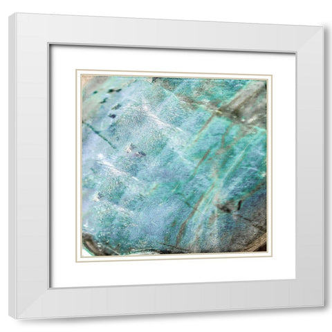 Teal Gem 1 White Modern Wood Framed Art Print with Double Matting by Allen, Kimberly