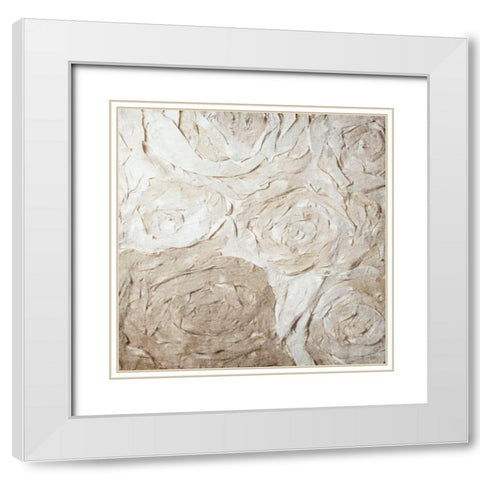 Paper Roses White Modern Wood Framed Art Print with Double Matting by Kimberly, Allen