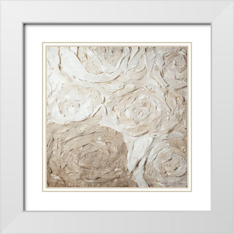 Paper Roses White Modern Wood Framed Art Print with Double Matting by Kimberly, Allen