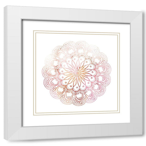 Pink Mandala 1 White Modern Wood Framed Art Print with Double Matting by Kimberly, Allen