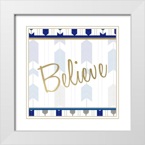 Indigo Dreamer 4 White Modern Wood Framed Art Print with Double Matting by Kimberly, Allen