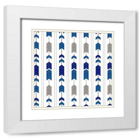 Indigo Dreamer Pattern White Modern Wood Framed Art Print with Double Matting by Kimberly, Allen