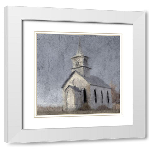 Country Church White Modern Wood Framed Art Print with Double Matting by Kimberly, Allen