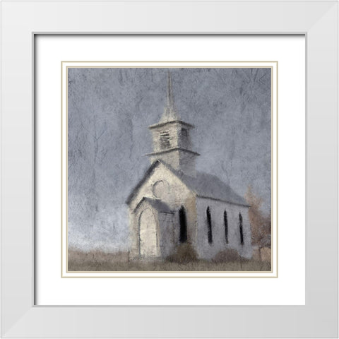 Country Church White Modern Wood Framed Art Print with Double Matting by Kimberly, Allen