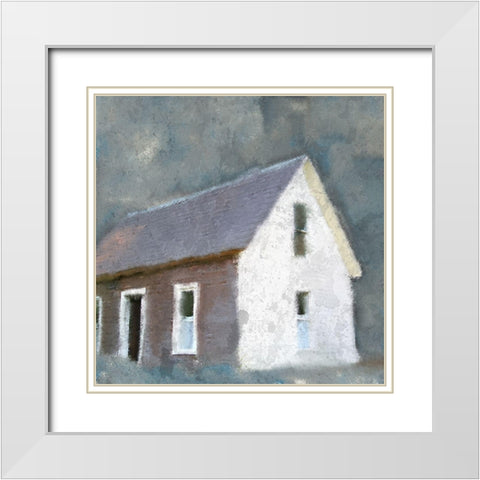 Schoolhouse Grey White Modern Wood Framed Art Print with Double Matting by Kimberly, Allen