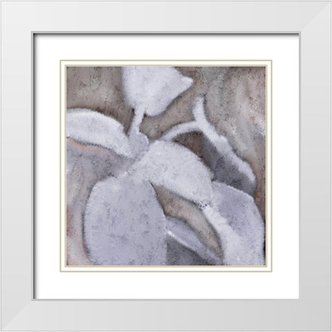 Sage Leaves 1 White Modern Wood Framed Art Print with Double Matting by Kimberly, Allen