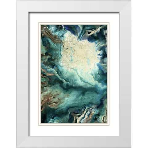 Neo Teal 1 White Modern Wood Framed Art Print with Double Matting by Allen, Kimberly