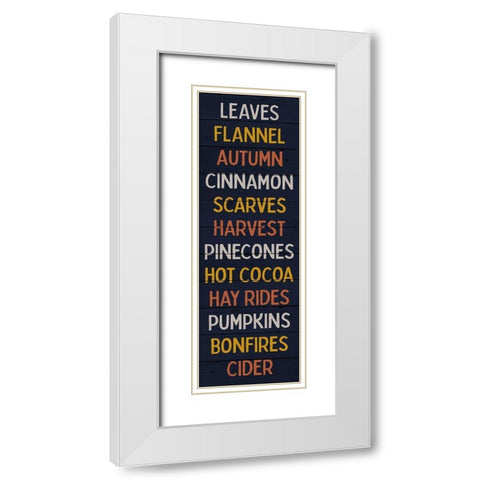 Autumn Words Blue White Modern Wood Framed Art Print with Double Matting by Louise, Gigi
