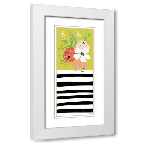 Green Floral White Modern Wood Framed Art Print with Double Matting by Louise, Gigi