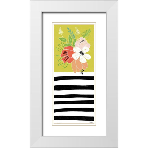 Green Floral White Modern Wood Framed Art Print with Double Matting by Louise, Gigi