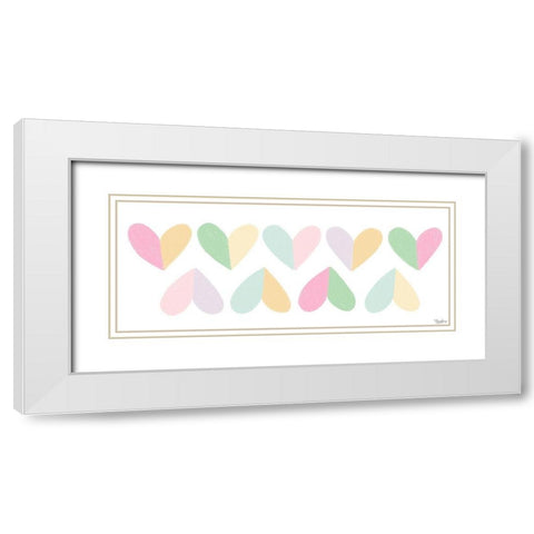 Pastel Hearts White Modern Wood Framed Art Print with Double Matting by Louise, Gigi