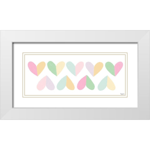 Pastel Hearts White Modern Wood Framed Art Print with Double Matting by Louise, Gigi