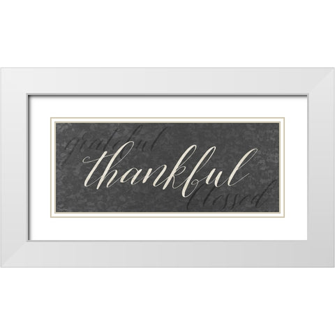 Galvanized Thankful White Modern Wood Framed Art Print with Double Matting by Louise, Gigi