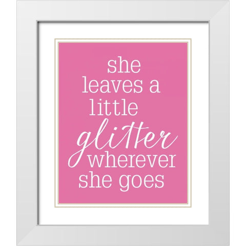 She Glitter PINK White Modern Wood Framed Art Print with Double Matting by Louise, Gigi
