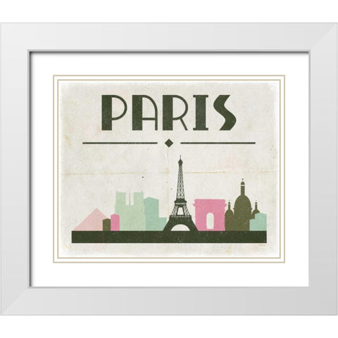 Paris White Modern Wood Framed Art Print with Double Matting by Louise, Gigi