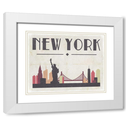 New York White Modern Wood Framed Art Print with Double Matting by Louise, Gigi