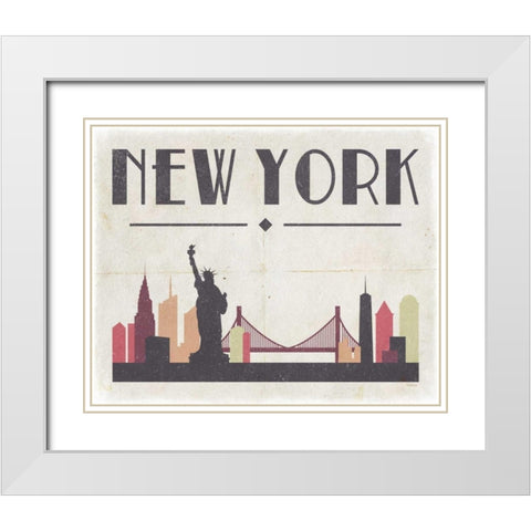 New York White Modern Wood Framed Art Print with Double Matting by Louise, Gigi